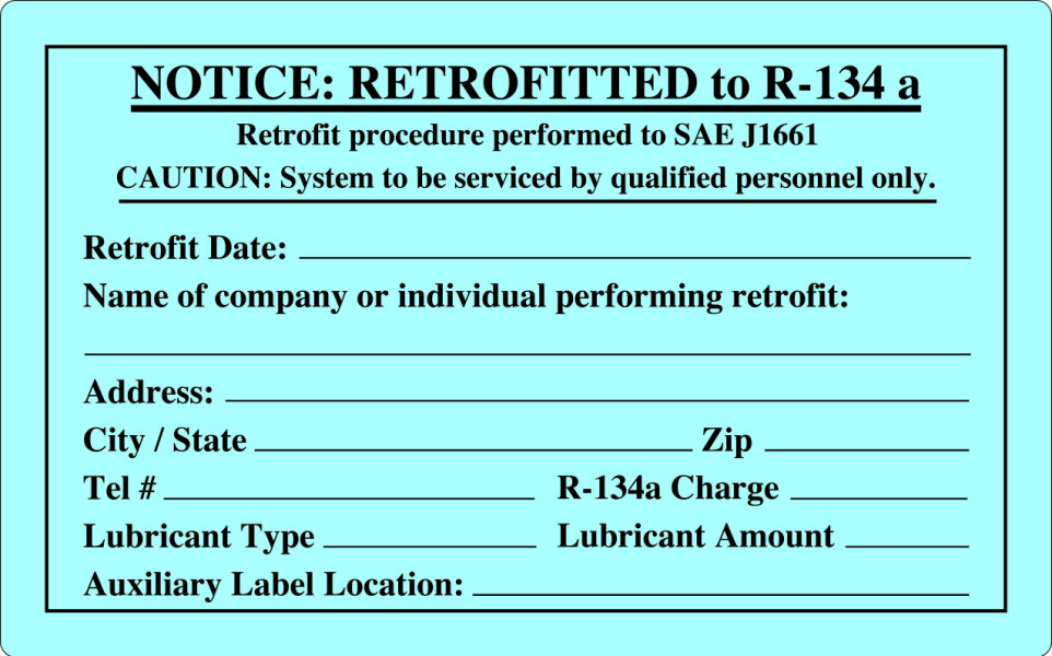 Image of A/C Repair Tool from Sunair. Part number: LABEL RETROFIT